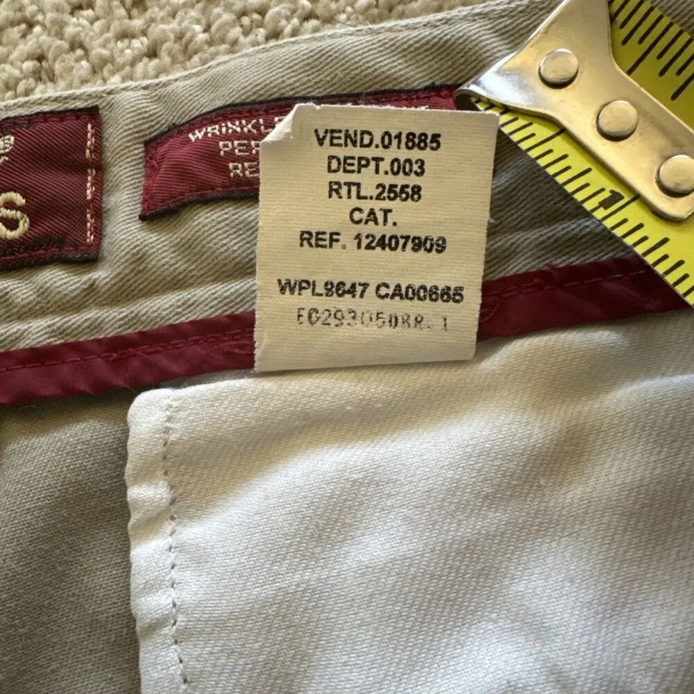 Eddie Bauer Chino Pants Mens 38X34 Tan Khaki Pleated Front 100 Cotton Casual VTG